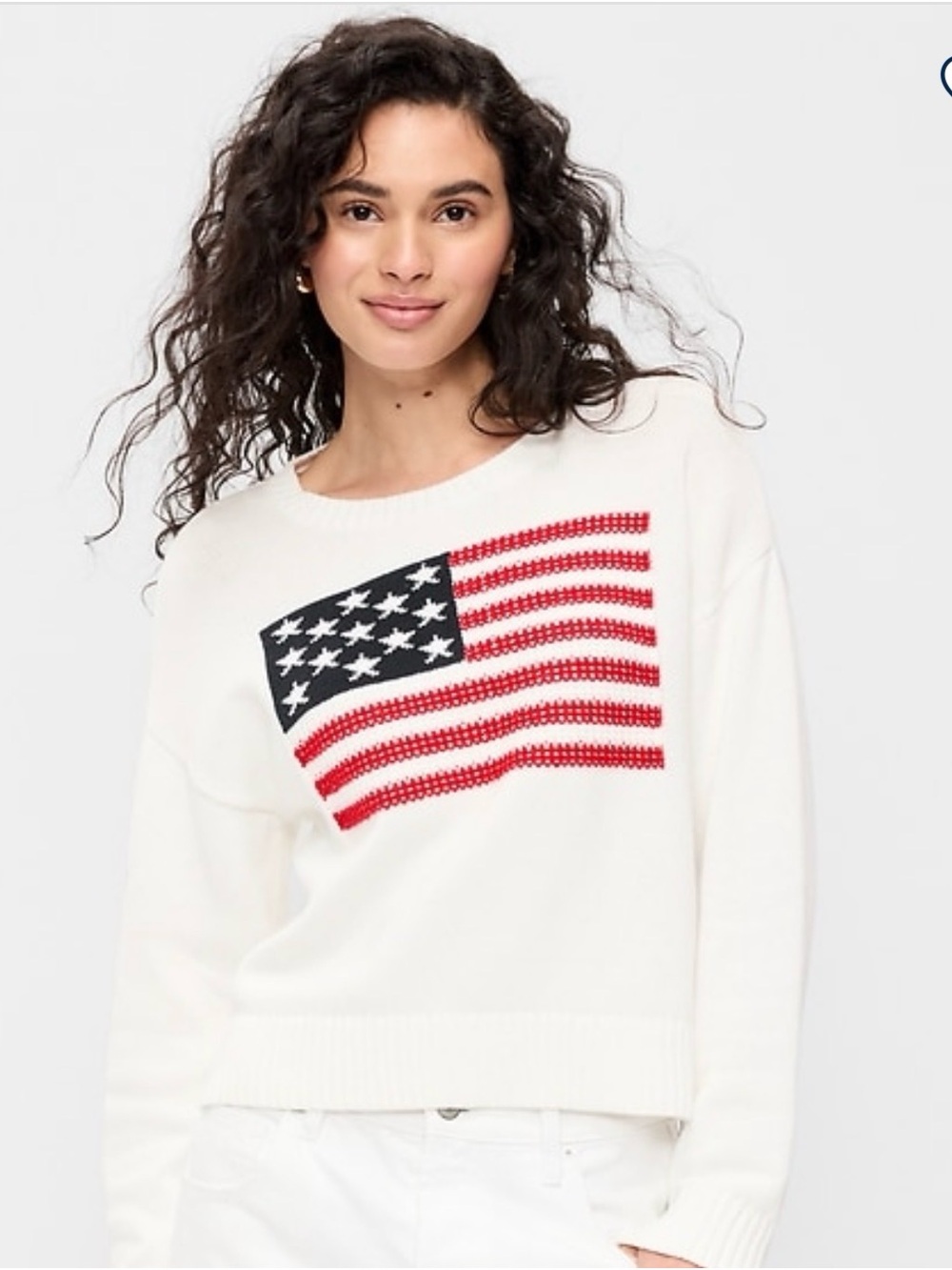 Old Navy Off-White Women's Flag Knit Cotton Sweater SZ.XXL